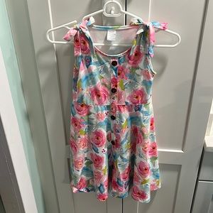 Girls tie sleeve floral dress